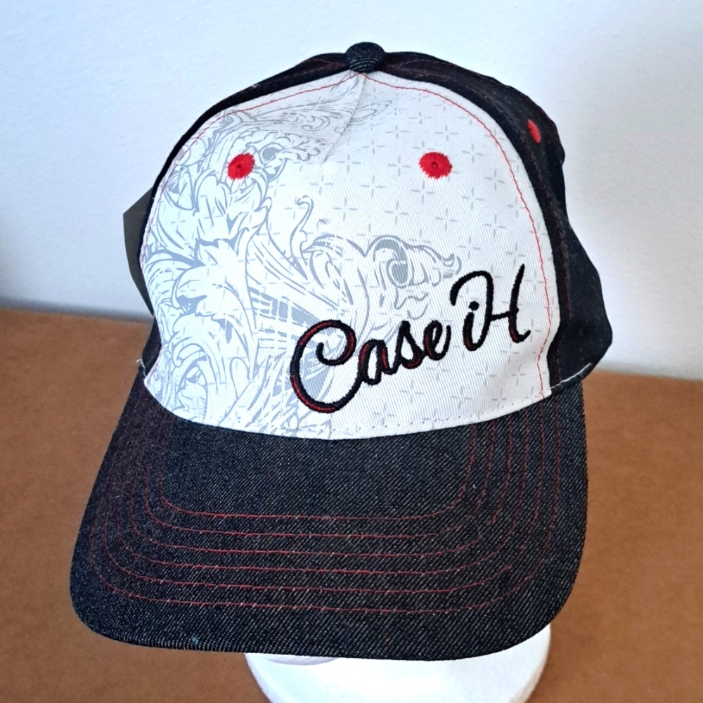 Case IH Red Zone denim embroidered hat red white cotton baseball cap.